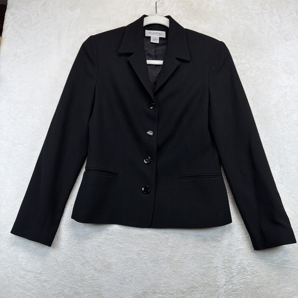 Brooks Brothers 1818 Womens Blazer 4 Black 100% Wool 3 Button Career